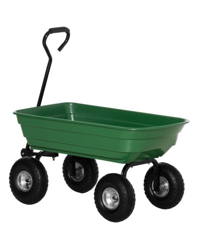 Garden Cart with Steel Frame and Pneumatic Tires, 108x52x100cm, Green