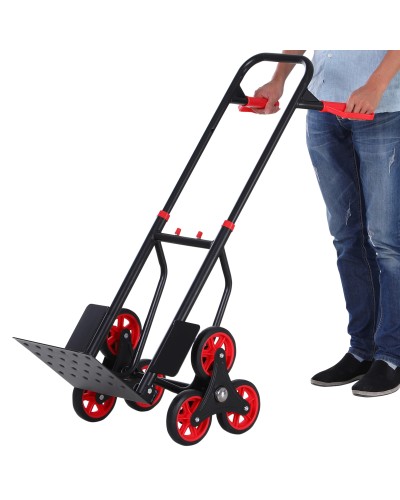 Folding Luggage Cart 120 kg max with Extendable Handle, 60x45x109 cm, Red and Black