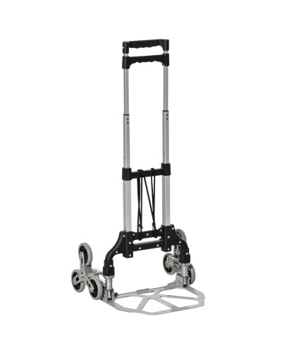 6-Wheel Folding Luggage Cart Max 70 kg with Rope and Extendable Handle, 47x47x100 cm, Black and Silver