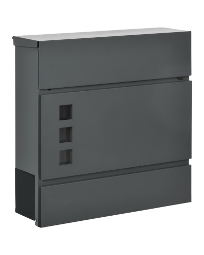  Cassetta Postale in Acciaio Zincato con 3 Fessure e 2 Chiavi di Sicurezza, 37x10.5x37 cm, Grigio