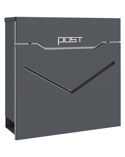  Cassetta Postale in Acciaio con 2 Chiavi di Sicurezza, Fessura a V e Foro di Drenaggio, 37x10.5x37 cm, Grigia