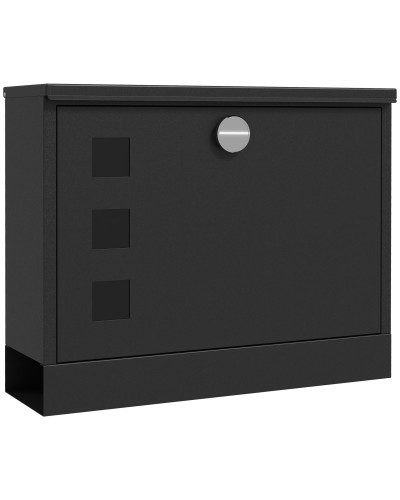  Cassetta Postale in Metallo con 2 Chiavi di Sicurezza, 3 Finestre e Foro di Drenaggio, 36.5x11.5x29 cm, Nera