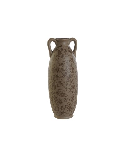 Jarrón ESPRIT Marrón Verde - 13x13x35cm - Gres - Elegante contenedor para plantas
