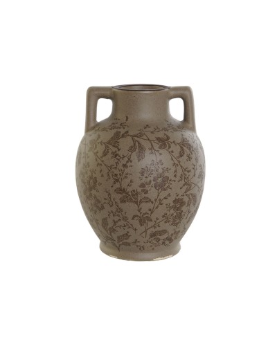 Vaso Esprit per Piante | Design Foglie | Marrone Verde | Gres | 17 x 17 x 22 cm