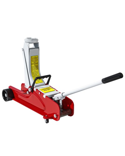  Cric Idraulico Basso con Sollevamento 8-38cm, Acciaio Rinforzato con Capacità 2.5 Tonnellate, Rosso