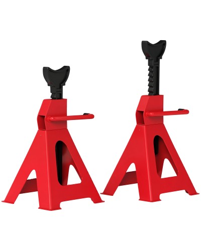  Set 2 Cavalletti Auto da 6 Tonnellate Regolabili da 38.5-60 cm, Acciaio al Carbonio e Ghisa, Rosso