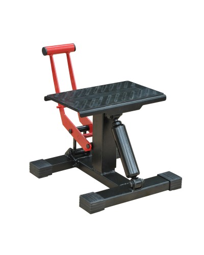 Adjustable Motorcycle Lift Stand with Crank, Steel and Rubber, 28x17.5x24.5-35.5 cm, Black and Red