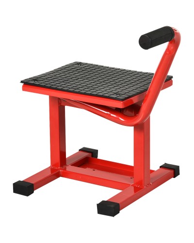  Cavalletto Alzamoto in Acciaio max 150kg con Superficie in Gomma e Manovella, 48x34x43 cm, Rosso