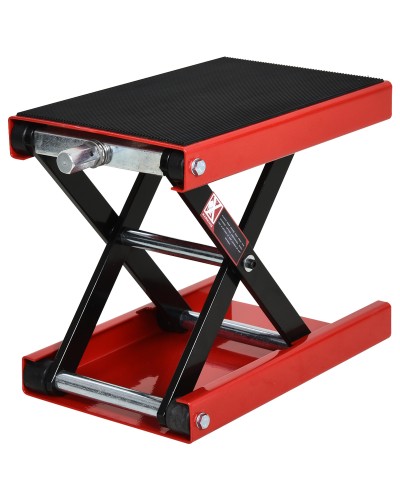  Cavalletto Alzamoto, Sollevatore per Moto in Acciaio Rosso e Nero, Pieghevole e Antiscivolo 41.5 x 23.5 x 10-37cm