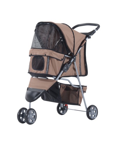 Small Dog Stroller Foldable, Pet Stroller with Wheels and Brakes, Cup Holder, Storage Basket and Padding