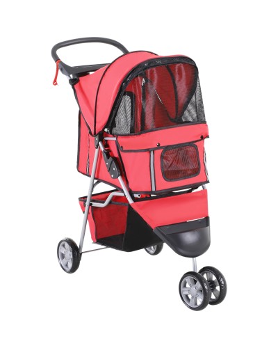 Small Dog Stroller Foldable Pet Stroller with Wheels Brakes Cup Holder Storage Basket and Padding