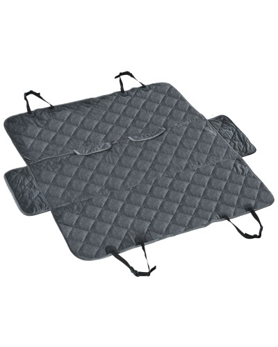 Velvet Feel Car Seat Cover for Dogs, Non-Slip, Straps, 160x145cm, Grey