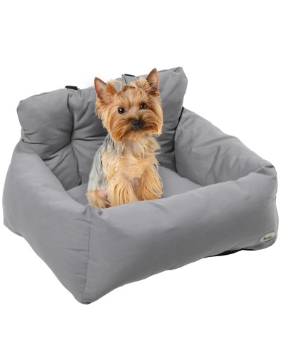  Seggiolino Auto per Cani Piccoli Sfoderabile e Lavabile con Cinghie di Sicurezza, Grigio Scuro