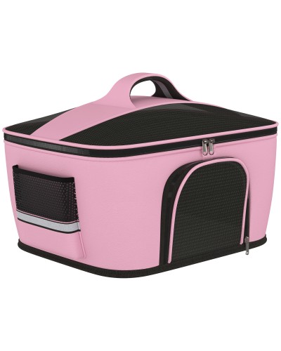 Borsa Trasportino per Cani e Gatti con 2 Porte a Cerniera, 50x35x36cm, Rosa