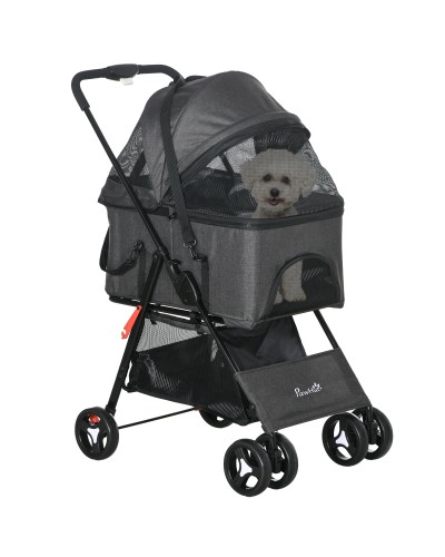 3-in-1 Convertible Dog Stroller, Carrier and Bag with Leash and Cushion, Grey