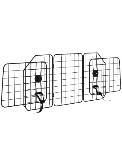  Griglia Divisoria Auto per Cani Universale con Larghezza Regolabile e Pieghevole, 93-150x42cm, Nero