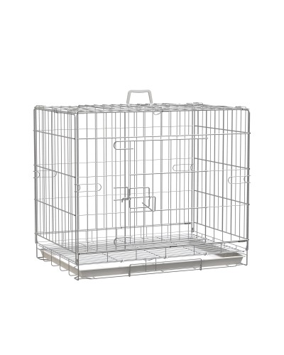 Galvanized Steel Folding Dog Kennel Crate with Locking Door and Removable Tray