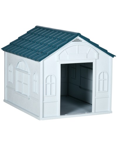 Medium to Large Dog Kennel up to 30kg Waterproof PP, 84.2x98.2x82 cm, Blue