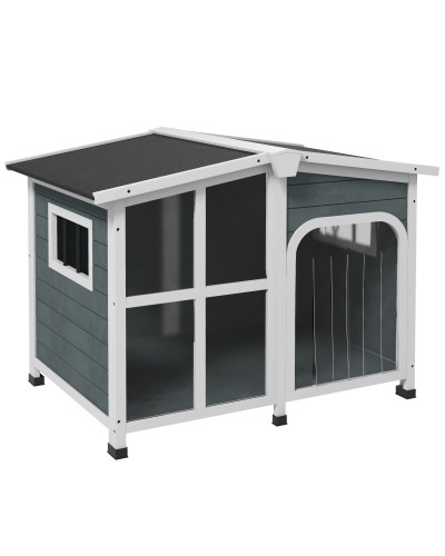 Medium Outdoor Dog Kennel with Opening Roof, Wooden, 101x66.5x70.5 cm, Grey
