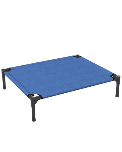 Elevated Folding Dog Bed Cot for Indoor and Outdoor Use, Metal Frame Oxford Fabric, 76x61x18 cm, Blue