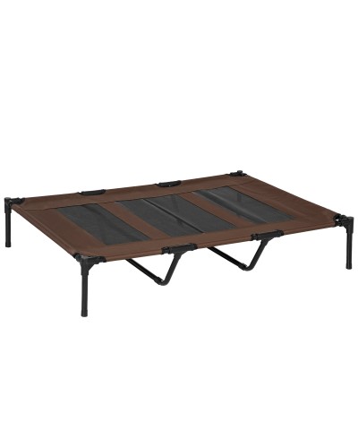 Large Dog Bed Up to 50kg, Metal and Oxford Fabric, 122x92x23 cm, Brown