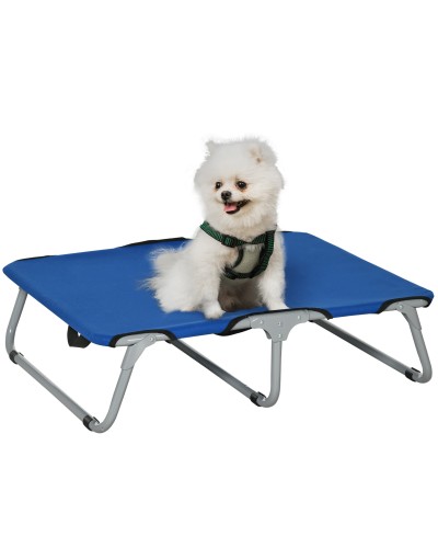  Brandina per Cani Taglia Piccola Rialzata e Pieghevole per Interno ed Esterno, 59x46x15 cm, Blu