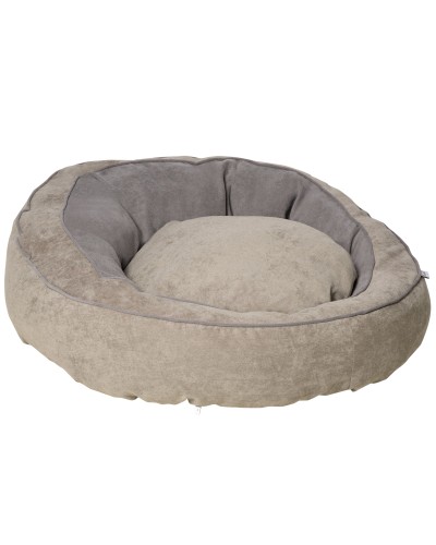  Cuccia per Cani Imbottita con Cuscino e Bordi Rialzati, Rivestimento in Tessuto, 85x85x35cm, Grigio