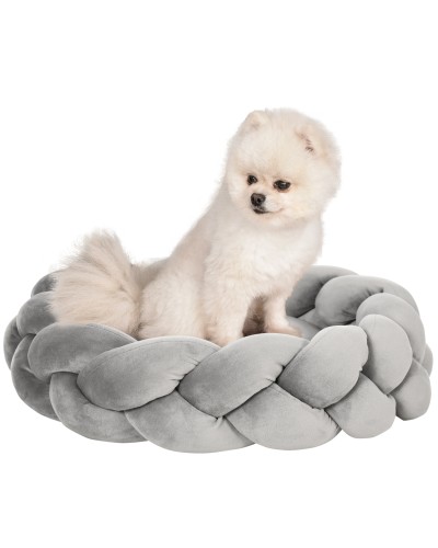 Indoor Padded and Washable Cat and Dog Bed with Separate Cushion, Ø55x14cm, Grey