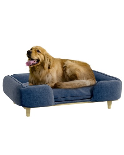  Divano Lettino per Cani Grandi fino 30 kg da Interno con Cuscino Rimovibile, 96x66x24 cm, Blu