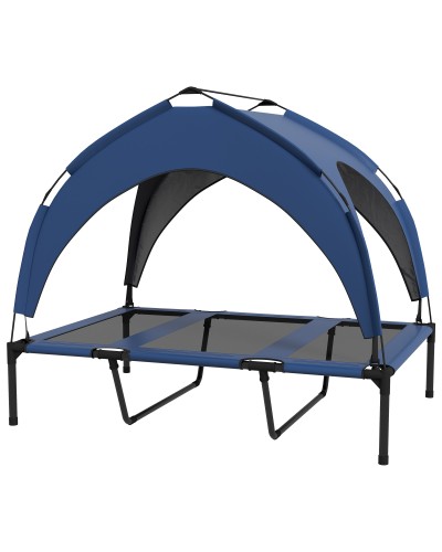 Large Dog Kennel with Protective Roof, Steel and Polyester, 106x76x94 cm, Dark Blue