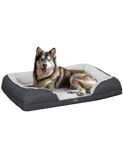  Lettino per Cani Taglia Grande Imbottito con Cuscino Rimovibile Lavabile, 120x80x22cm, Grigio Carbone