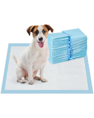 100-Pack 6-Layer Dog Training Pads, Non-Woven Fabric, Paper & PE, 45x60 cm, Blue & White
