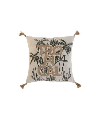 Coussin Boho Home ESPRIT Beige 45x45cm - Style Tropical
