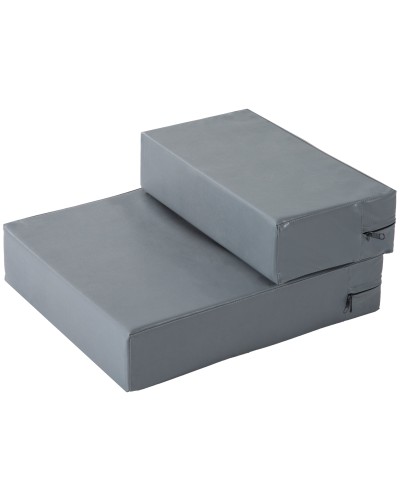 2-in-1 Dog Steps Ramp PU Leather & Foam Pad 45x39x20cm Grey