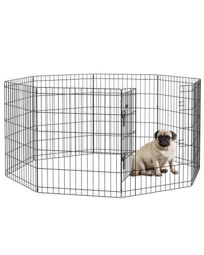  Recinto per Cani e Cuccioli, Box per Animali da 8 Pezzi in Filo di Ferro, 76 x 61cm Nero