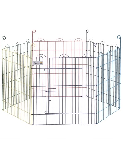 6-Panel Metal Dog Playpen with Snap Closure, Ø120x60 cm, Multicolor