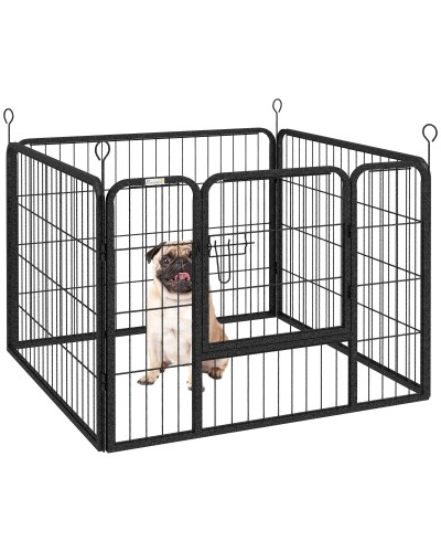  Recinto per Cani Pieghevole in Metallo, per Interno ed Esterno con Porta e Picchetti, 82x82x60cm Grigio