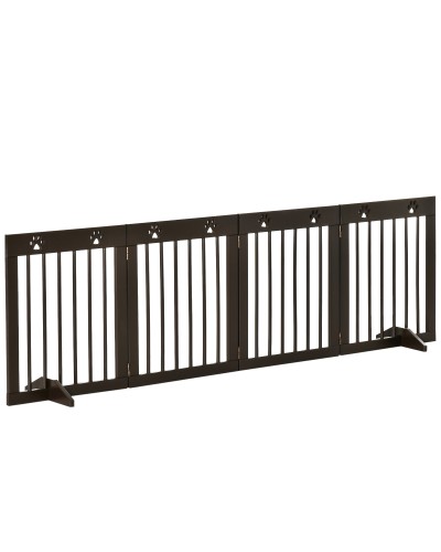 Small Foldable Dog Gate, Pine Wood, 204x30x61 cm, Brown