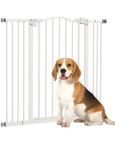 Extendable Dog Gate with 4 Adjustable Screws, Metal and Plastic, 74-100x94 cm, White