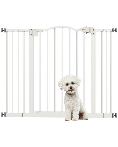 Extendable Dog Gate with 4 Adjustable Screws, Metal and Plastic, 74-100x78 cm, White