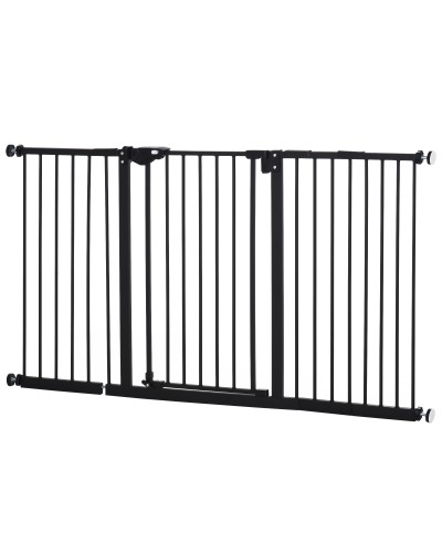 3-Extension Dog Gate Adjustable Up to 147.5 cm with Auto-Close, Black