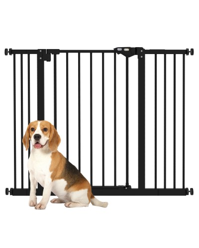  Cancellino per Cani a 2 Estensioni con Larghezza Regolabile fino a 100 cm e Chiusura Automatica, Nero