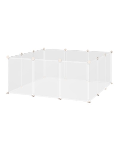 Modular Metal & PP Small Animal Playpen, Rabbit & Puppy Cage, 12 White Panels 35x45cm