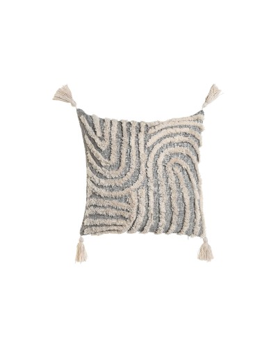 Tyyny Home ESPRIT Valkoinen Harmaa Tupsut Boho 45 x 15 x 45 cm