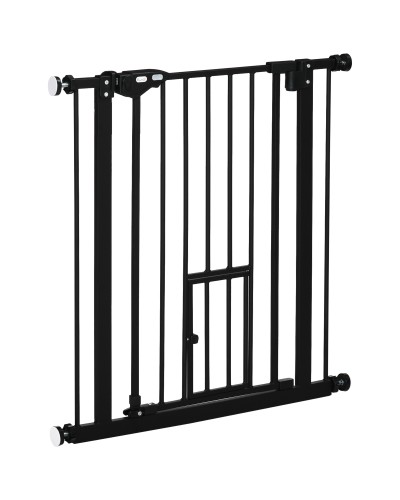  Cancelletto per Cani Estensibile con Fissaggio a Pressione e Chiusura Automatica, 68x76.2 cm, Nero
