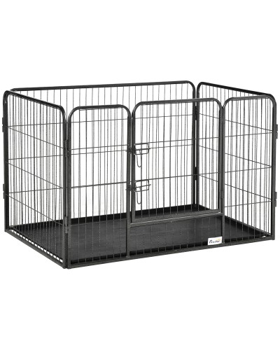  Box per Cani in Metallo con Porta e Vassoio sul Fondo, 109x74x71cm, Grigio