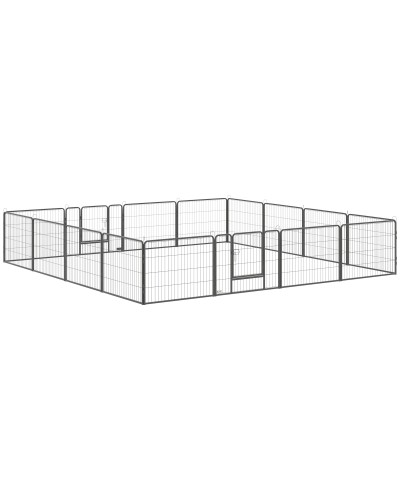  Recinto per Cani e Cuccioli con 16 Pannelli Modulabili e 2 Ingressi, 80x1.5x60cm