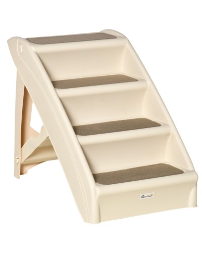 Foldable Dog Stairs 4 Steps Non-Slip Pet Ramp for Small Dogs Up to 10kg, Beige