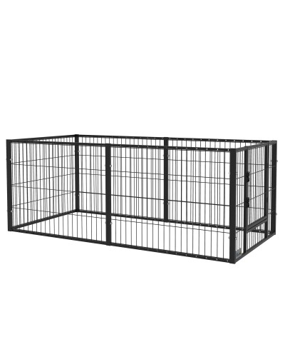 Small Dog Playpen 6-Panel Indoor Outdoor, 82.5-150x79x61cm Metal