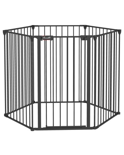 Medium Dog Playpen Foldable & Modular Metal & Plastic, 123x102x90 cm, Black